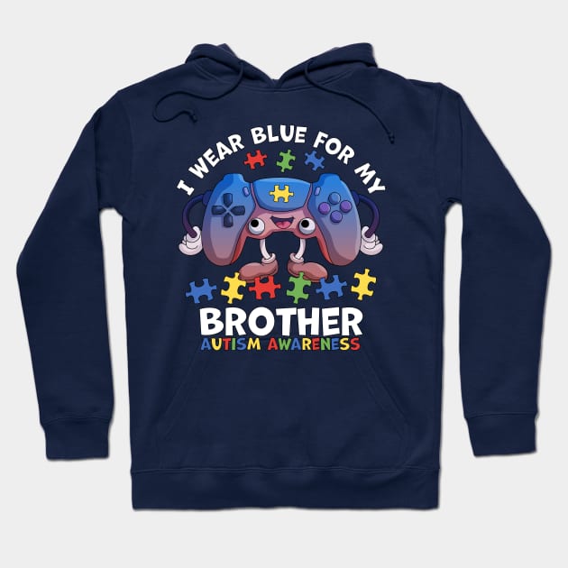 I Wear Blue For My Brother Autism Awareness Gaming Controller Hoodie by OrangeMonkeyArt